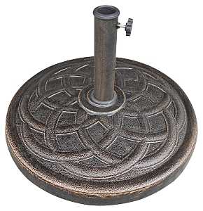 Seasonal Trends 69331 Umbrella Base, 21.65 in Dia, 13.2 in H, Round, Resin/Steel/Plastic, Bronze