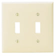 Leviton 001-80709-00I Wallplate, 4-1/2 in L, 2-3/4 in W, 2 -Gang, Nylon, Ivory, Smooth