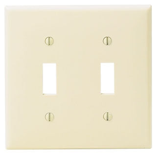 Leviton 001-80709-00I Wallplate, 4-1/2 in L, 2-3/4 in W, 2 -Gang, Nylon, Ivory, Smooth