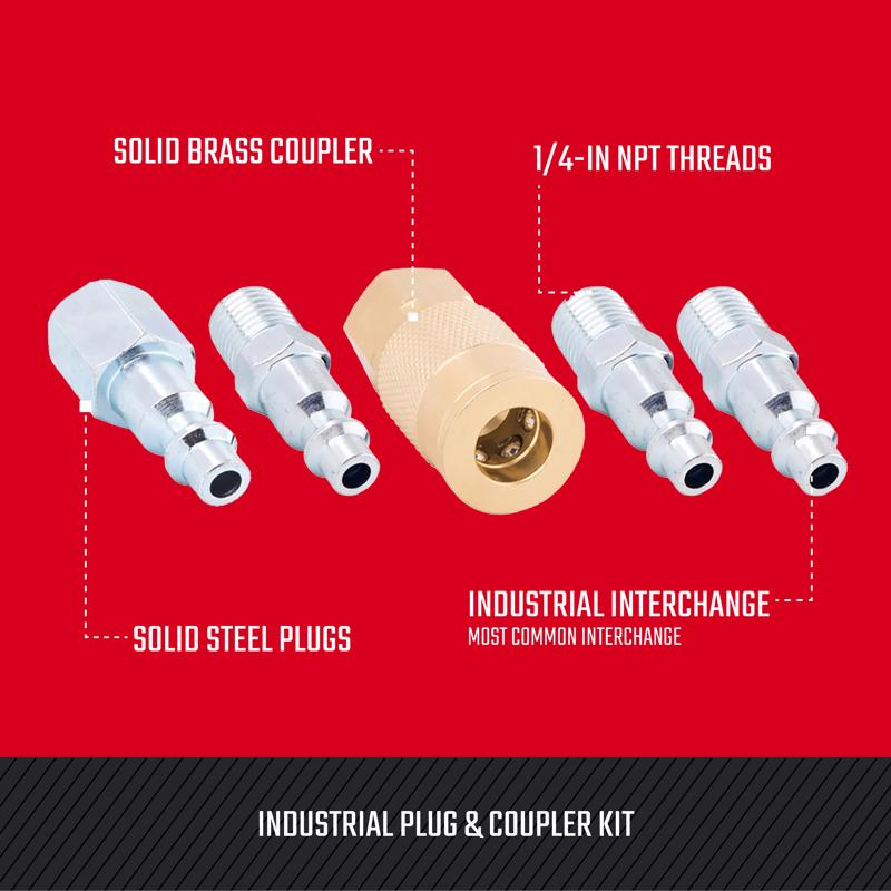 Craftsman Brass/Steel Coupler and Plug 1/4 in. 5 pc