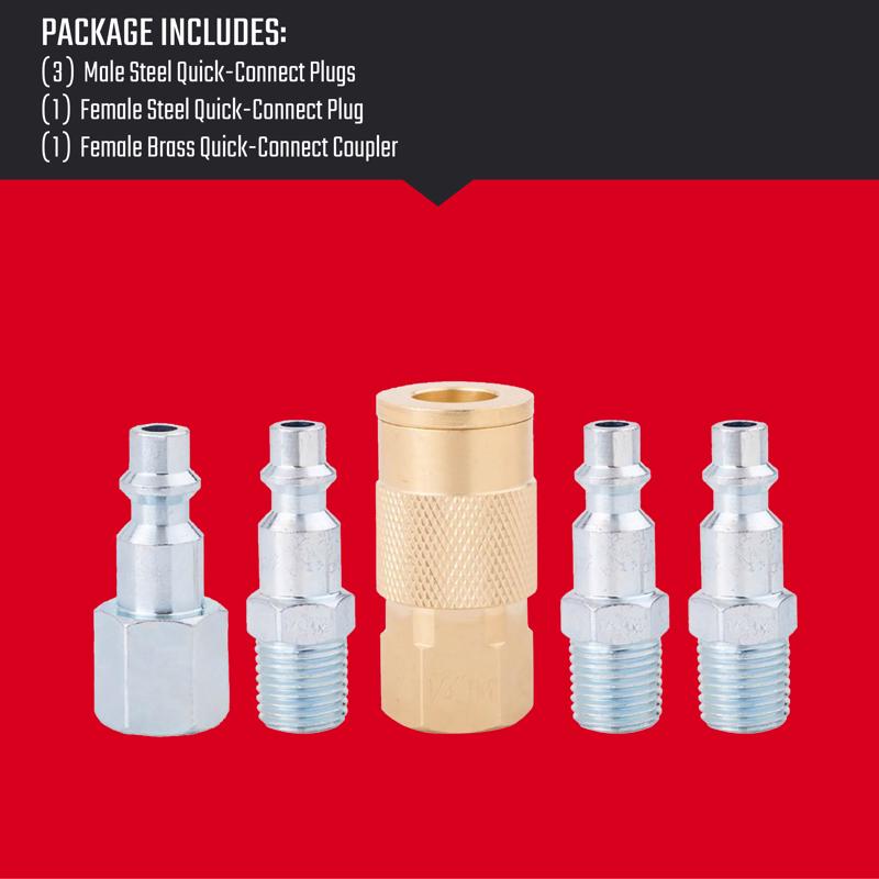 Craftsman Brass/Steel Coupler and Plug 1/4 in. 5 pc