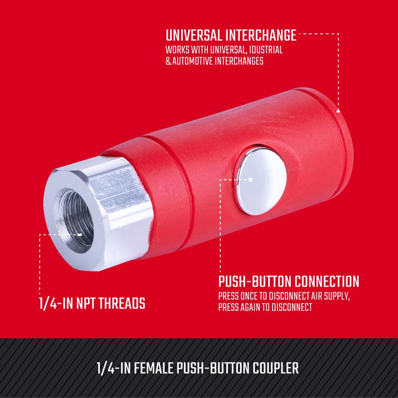 Craftsman Aluminum Push-Button Universal Coupler 1/4 in. Female 1 pc