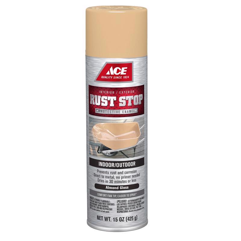 Ace Rust Stop Gloss Almond Protective Enamel Spray Paint 15 oz, Pack of 6