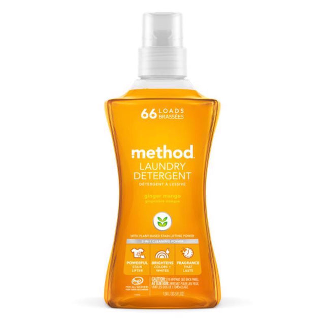 Method Ginger Mango Scent Laundry Detergent Liquid 53.5 oz 1 pk, Pack of 4