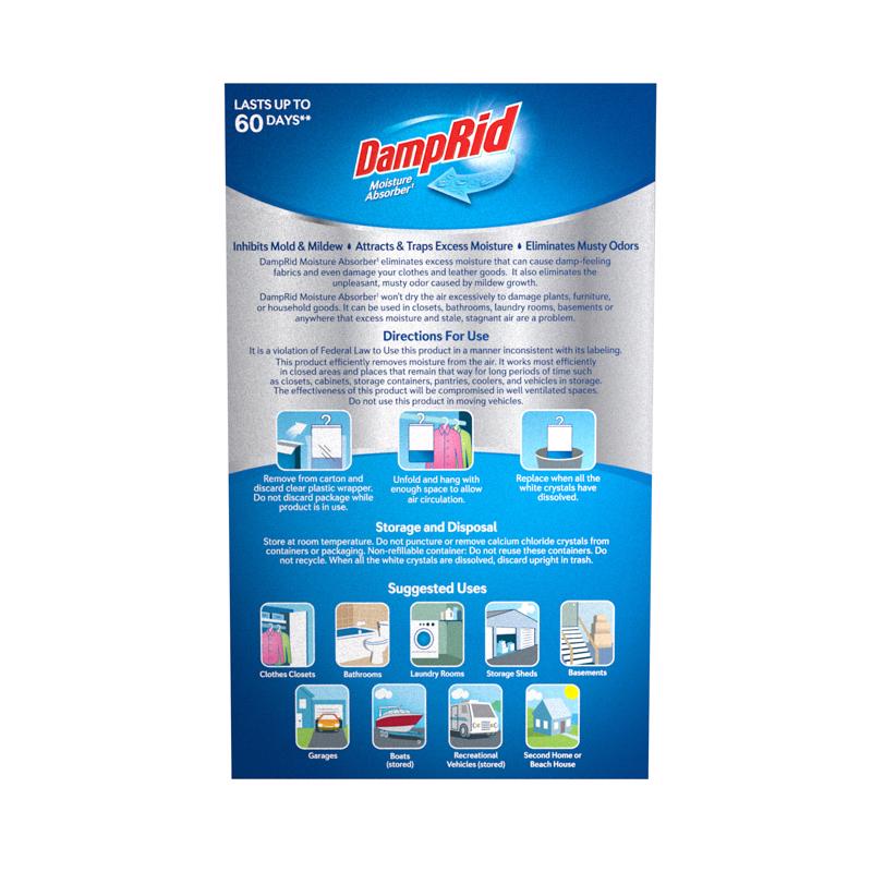 DampRid Hanging Moisture Absorber No Scent 15.4 oz 3 pk, Pack of 4