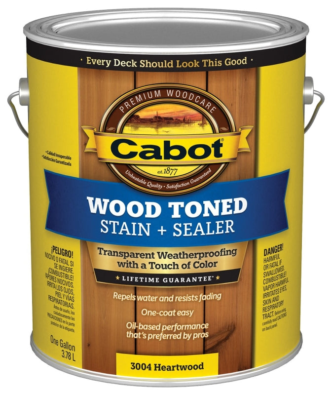 Cabot 3000 Series 140.0003004.007 Deck and Siding Stain, Wood Toned, Heartwood, Liquid, 1 gal, Pack of 4