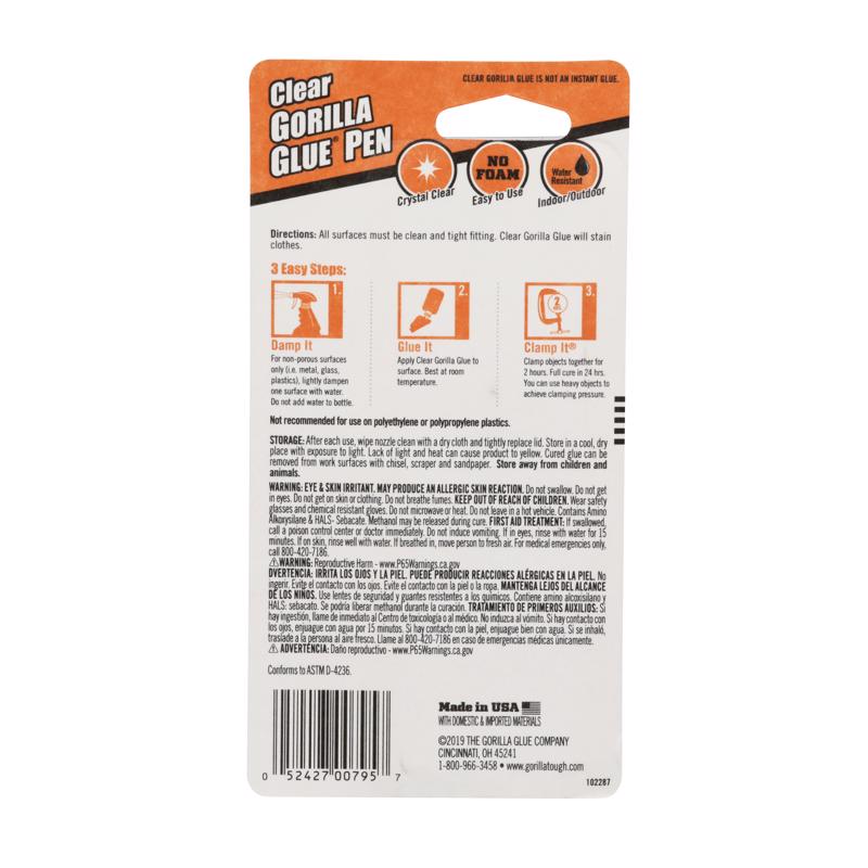 Gorilla Extra Strength Clear Glue Pen 0.75 oz, Pack of 6