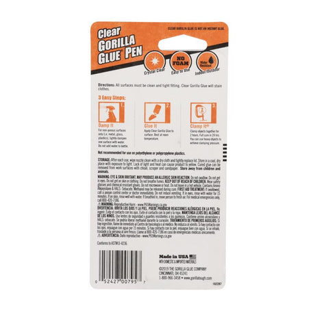 Gorilla Extra Strength Clear Glue Pen 0.75 oz, Pack of 6