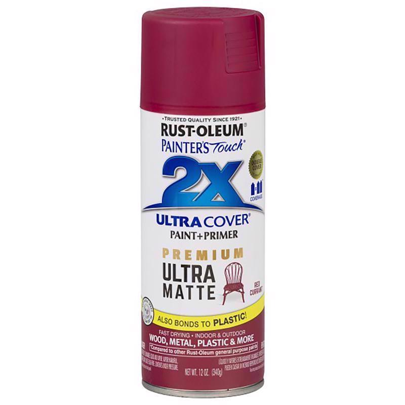 Rust-Oleum Painter's Touch 2X Ultra Cover Matte Red Currant Paint+Primer Spray Paint 12 oz, Pack of 6