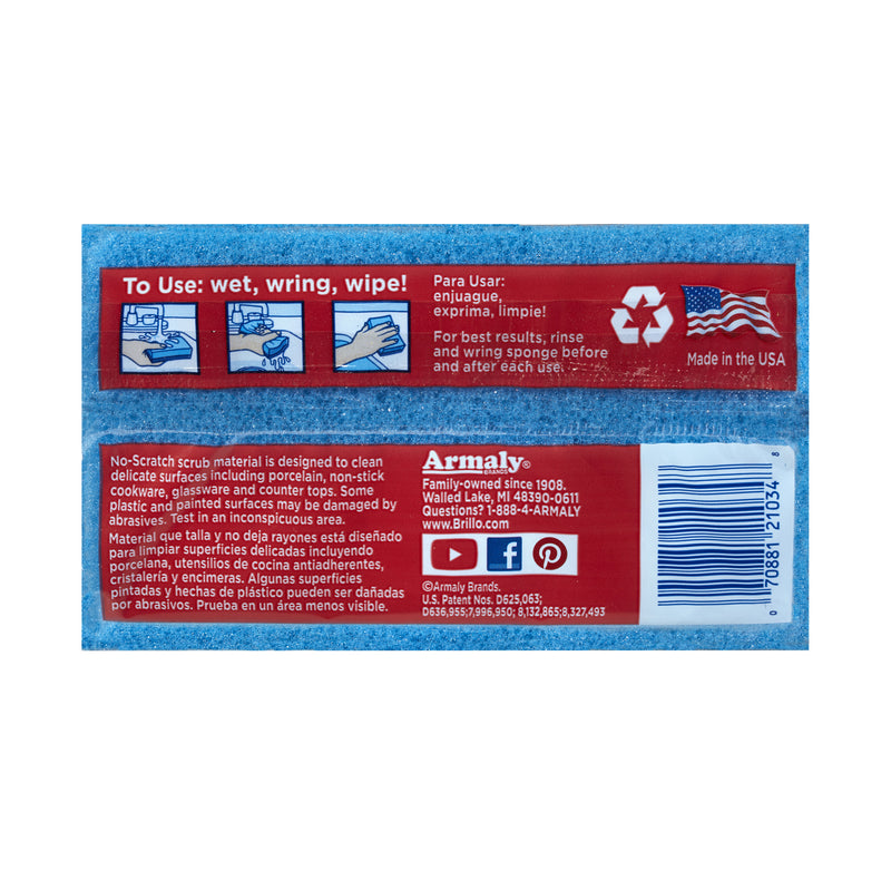 Brillo Estracell Non-Scratch Scrubber Sponge For Kitchen 4.5 in. L 3 pc, Pack of 8