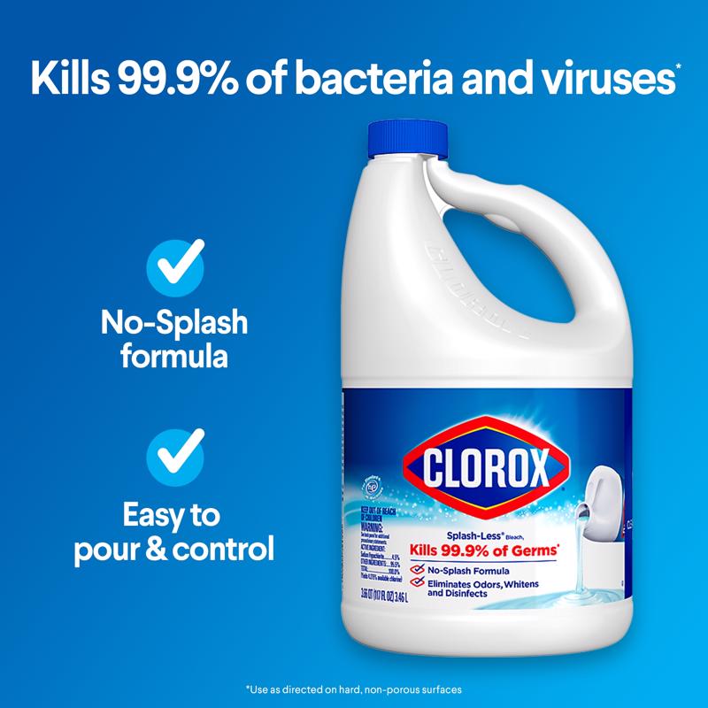 Clorox Splash-Less Regular Scent Bleach 117 oz, Pack of 3