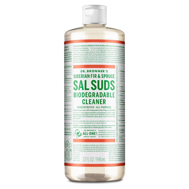 Dr. Bronner's Sal Suds Pine Scent Concentrated Organic Biodegradable Cleaner Liquid 32 oz, Pack of 12