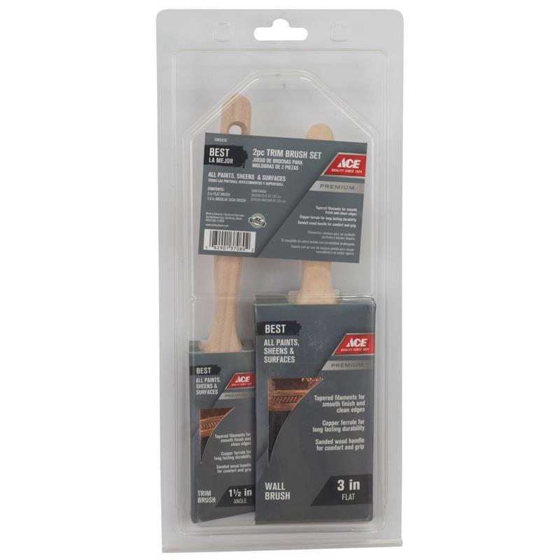 Ace Best Angle/Flat Paint Brush Set, Pack of 6