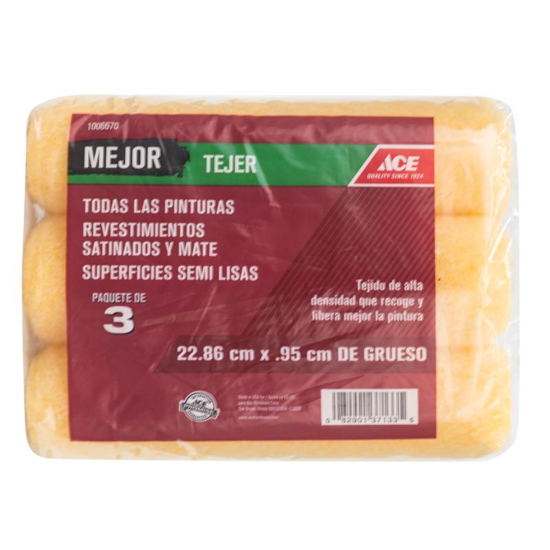 Ace Better Knit 9 in. W X 3/8 in. Paint Roller Cover 3 pk, Pack of 3