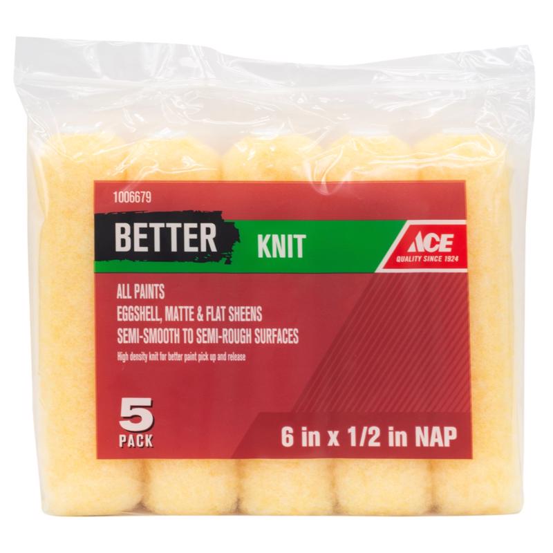 Ace Better Knit 6 in. W X 1/2 in. Mini Paint Roller Cover 5 pk, Pack of 4