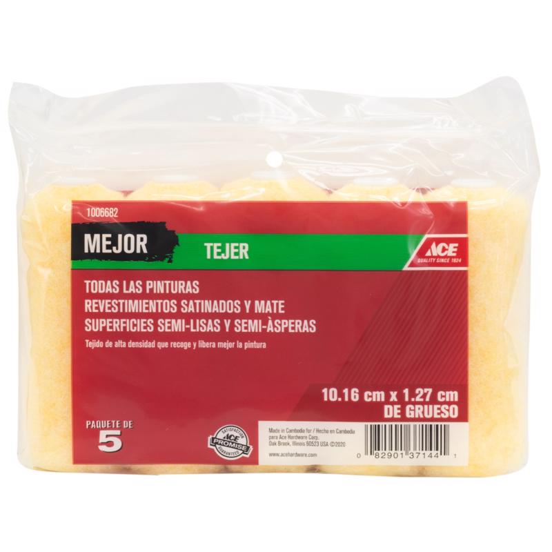 Ace Better Knit 4 in. W X 1/2 in. Mini Paint Roller Cover 5 pk, Pack of 4