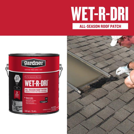Gardner WET-R_DRI Gloss Black Patching Cement All-Weather Roof Cement 3.6 qt. cap., Pack of 6
