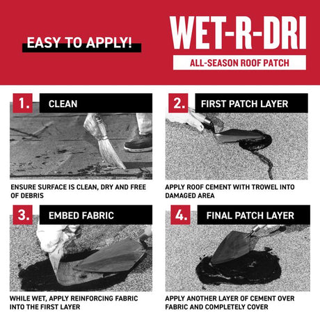 Gardner WET-R_DRI Gloss Black Patching Cement All-Weather Roof Cement 3.6 qt. cap., Pack of 6