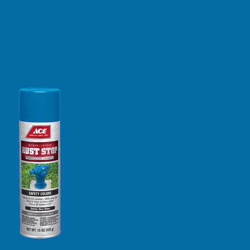 Ace Rust Stop Gloss Safety Blue Protective Enamel Spray Paint 15 oz, Pack of 6