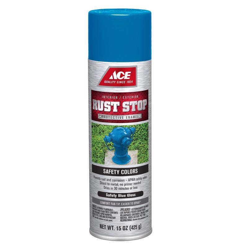 Ace Rust Stop Gloss Safety Blue Protective Enamel Spray Paint 15 oz, Pack of 6