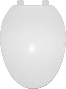 ProSource Q-019-WH Toilet Seat, Elongated, Polypropylene, White, Plastic Hinge