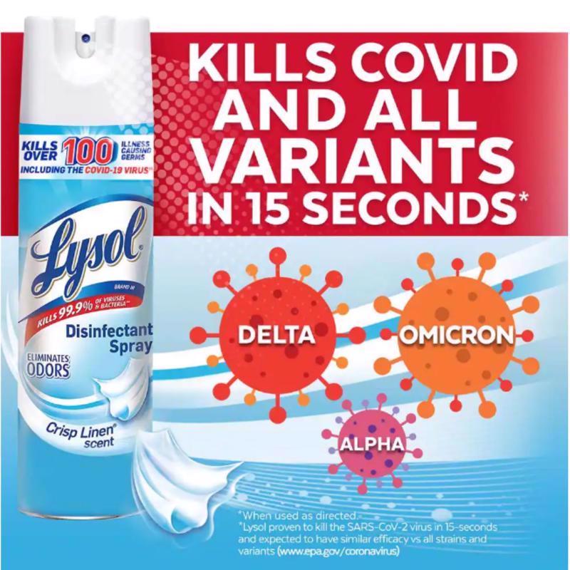 Lysol Crisp Linen Scent Disinfectant Spray 19 oz 1 pk, Pack of 12