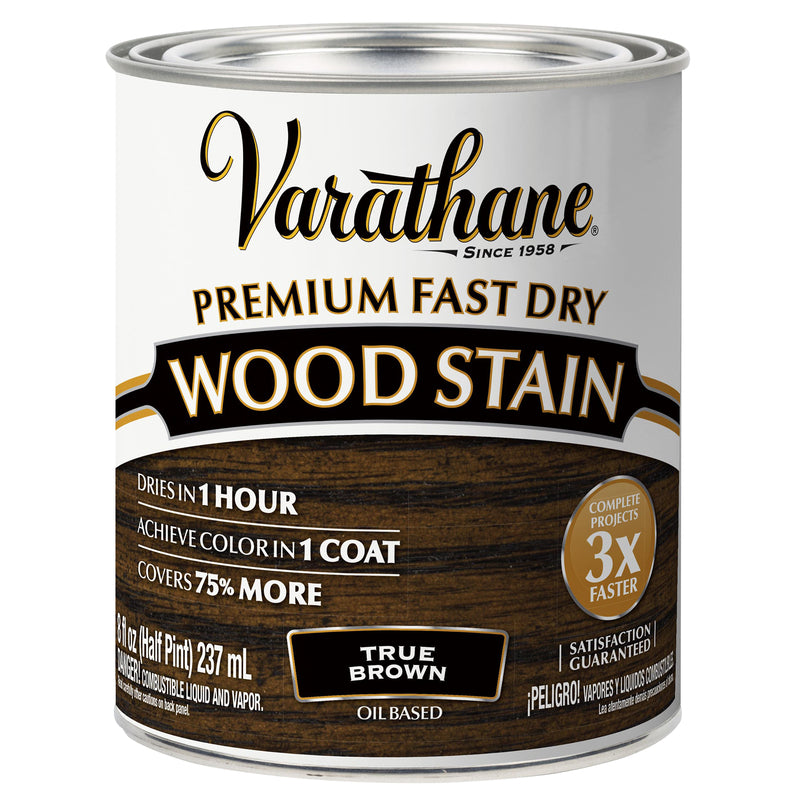 Varathane Premium True Brown Oil-Based Urethane Modified Alkyd Fast Dry Wood Stain 1/2 pt, Pack of 4