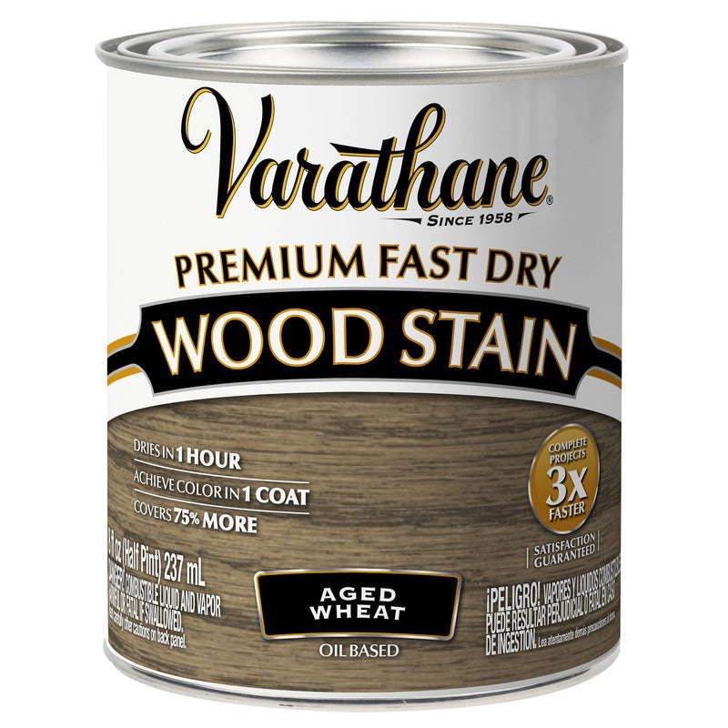 Varathane Premium Aged Wheat Oil-Based Urethane Modified Alkyd Fast Dry Wood Stain 1/2 pt, Pack of 4