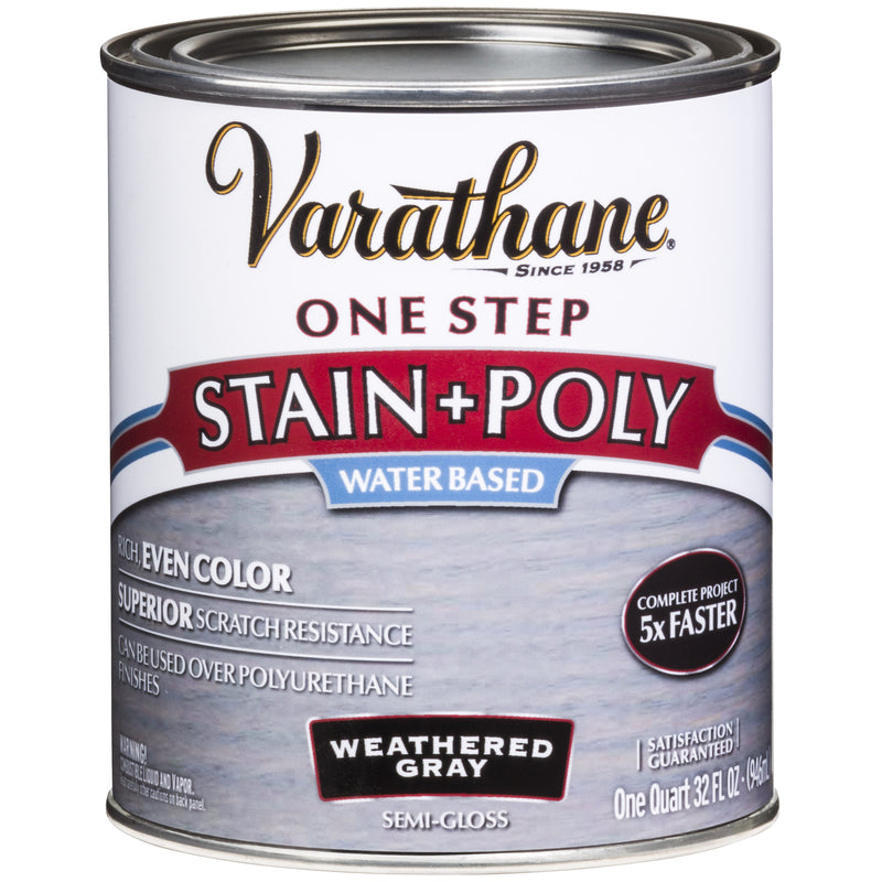 Varathane Semi-Gloss Weathered Gray Water-Based One-Step Stain/Poly 1 qt