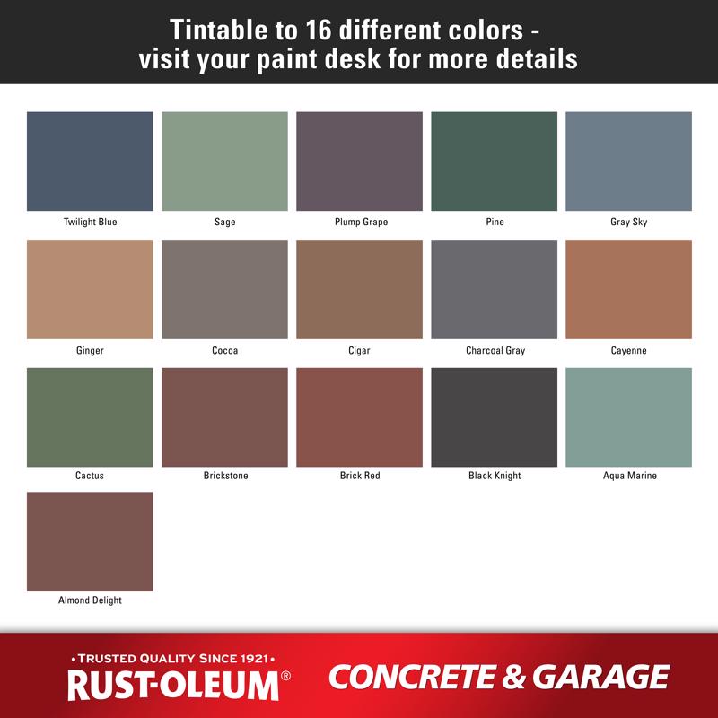 Rust-Oleum Concrete & Garage Satin Deep Tint Base Water-Based Acrylic Concrete Floor Paint 1 gal, Pack of 2