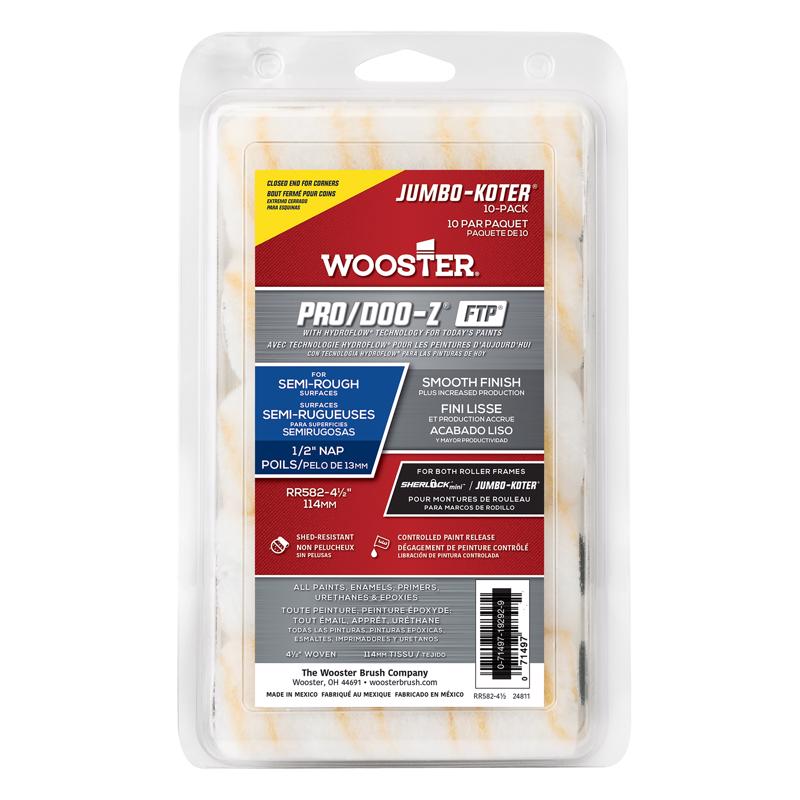 Wooster Pro/Doo-Z Fabric 4.5 in. W X 1/2 in. Jumbo Paint Roller Cover 10 pk, Pack of 4