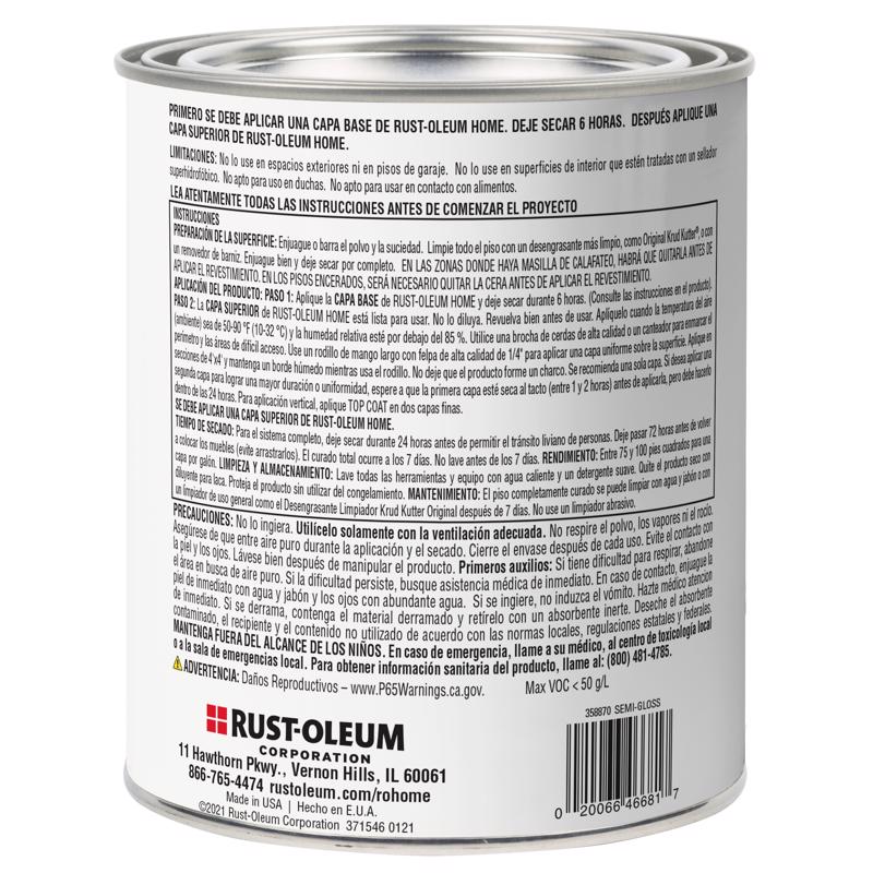 Rust-Oleum Home Semi-Gloss Clear Water-Based Floor Coating Step2 1 qt, Pack of 6