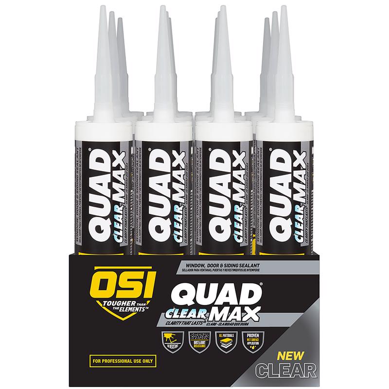 OSI Quad Clear Polymer Window and Door Sealant 9 oz, Pack of 12