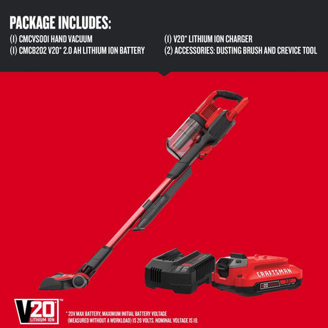 Craftsman V20 Bagless Cordless Multi-Stage Filter Stick Vacuum Kit