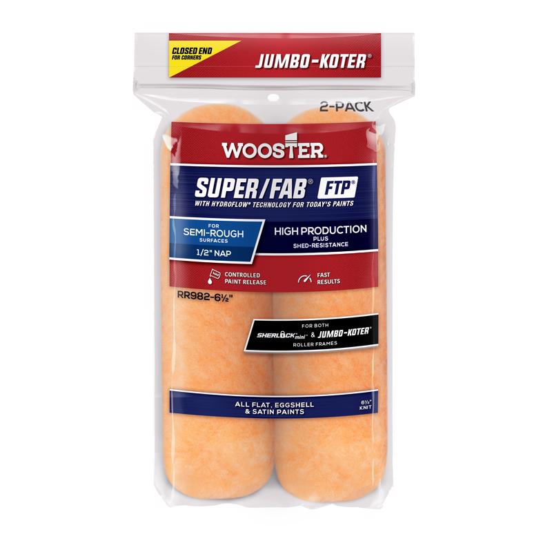Wooster Super/Fab FTP Knit 6 1/2 in. W X 1/2 in. Jumbo Paint Roller Cover 2 pk, Pack of 12