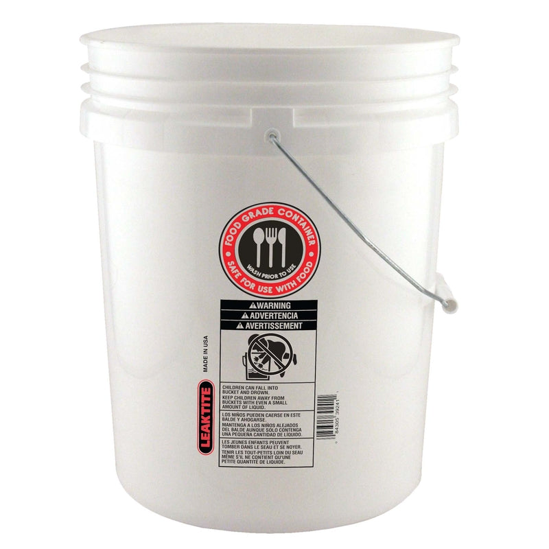 Leaktite White 5 gal Plastic Food Safe Bucket, Pack of 20