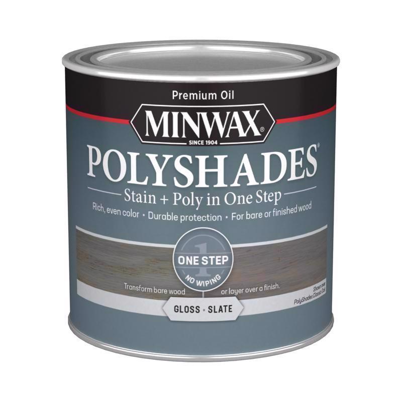 Minwax Polyshades Semi-Transparent Gloss Slate Oil-Based Stain/Polyurethane Finish 1/2 pt, Pack of 4