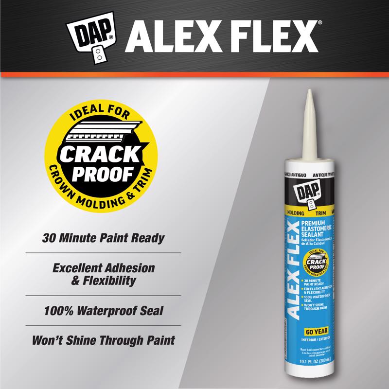 DAP Alex Flex Antique White Acrylic Latex Interior Molding and Trim Sealant 10.1 oz, Pack of 12