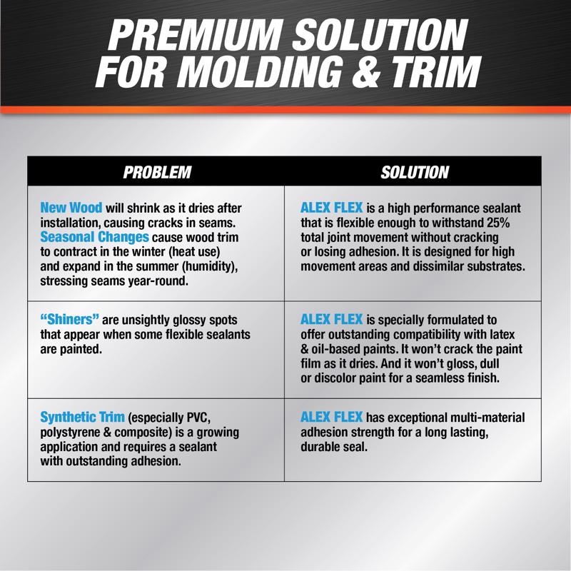 DAP Alex Flex Antique White Acrylic Latex Interior Molding and Trim Sealant 10.1 oz, Pack of 12