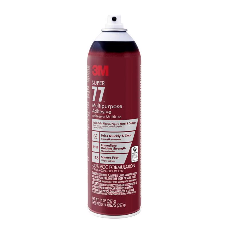 3M Super 77-VOC30DSC Multi-Purpose Spray Adhesive, Colorless, 14 oz Aerosol Can
