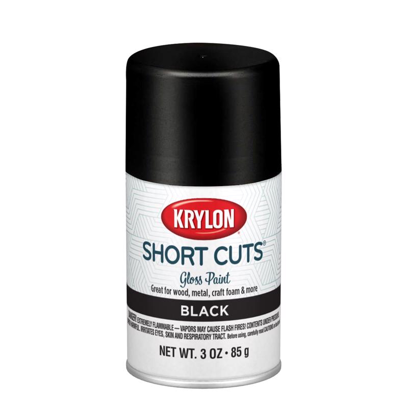 Krylon Short Cuts Gloss Black Spray Paint 3 oz, Pack of 6