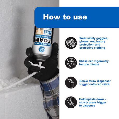 GE White Foam Big Gaps and Cracks Insulating Sealant 12 oz, Pack of 12