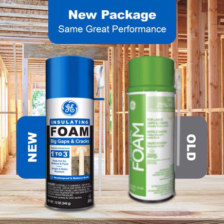 GE White Foam Big Gaps and Cracks Insulating Sealant 12 oz, Pack of 12