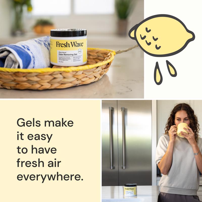 Fresh Wave Lemon Scent Air Freshener 15 oz Gel 1 pk, Pack of 6