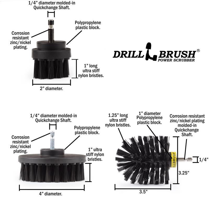 Drillbrush 4 in. W Ultra Bristle Metal Handle Drill Brush Set