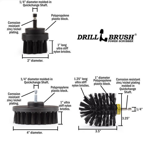 Drillbrush 4 in. W Ultra Bristle Metal Handle Drill Brush Set