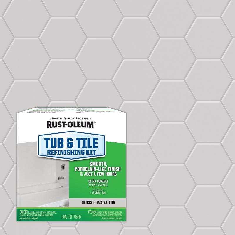 Rust-Oleum Specialty Gloss Coastal Fog Tub and Tile Refinishing Kit Interior 1 qt, Pack of 4