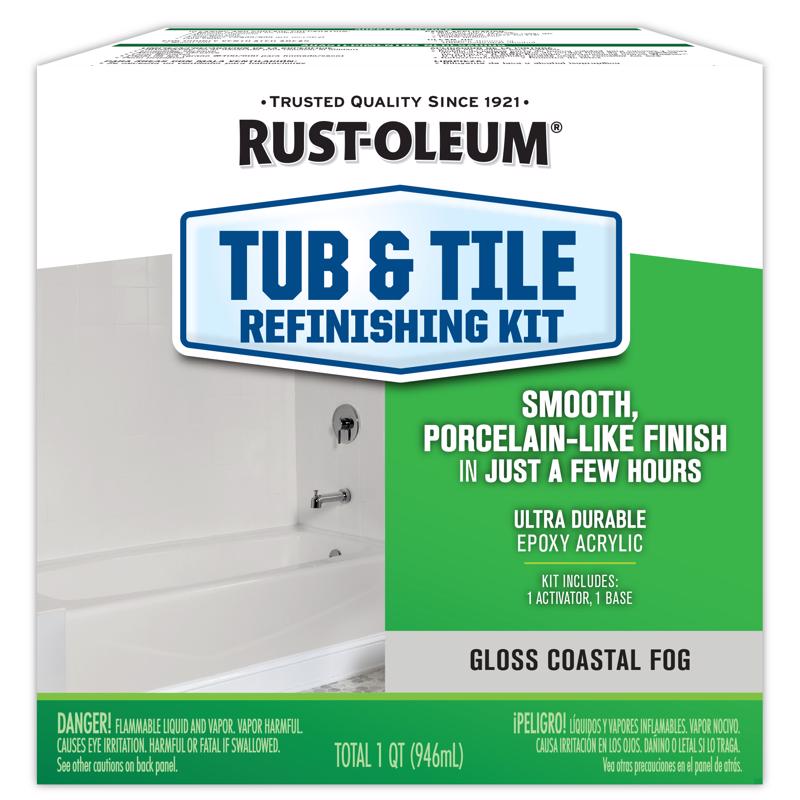 Rust-Oleum Specialty Gloss Coastal Fog Tub and Tile Refinishing Kit Interior 1 qt, Pack of 4