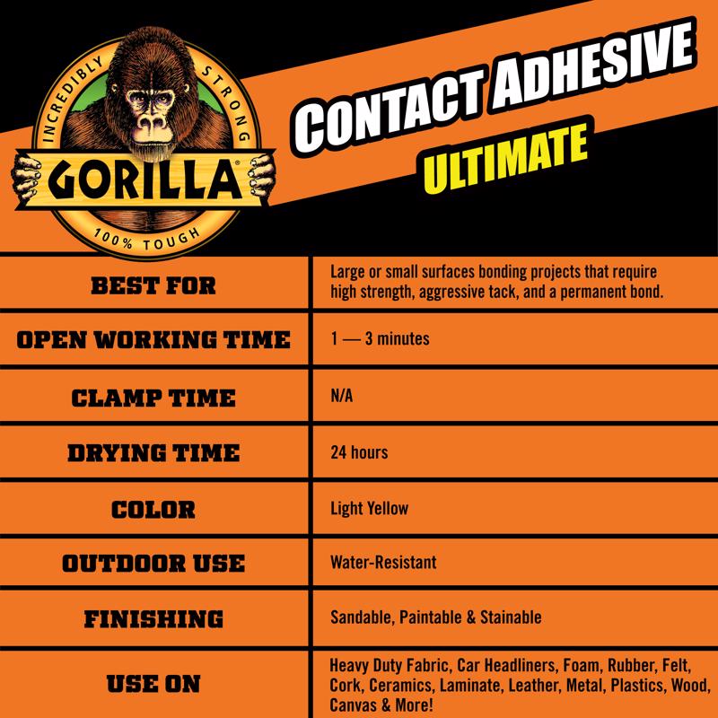 Gorilla Ultimate High Strength Contact Adhesive 12.2 oz, Pack of 6