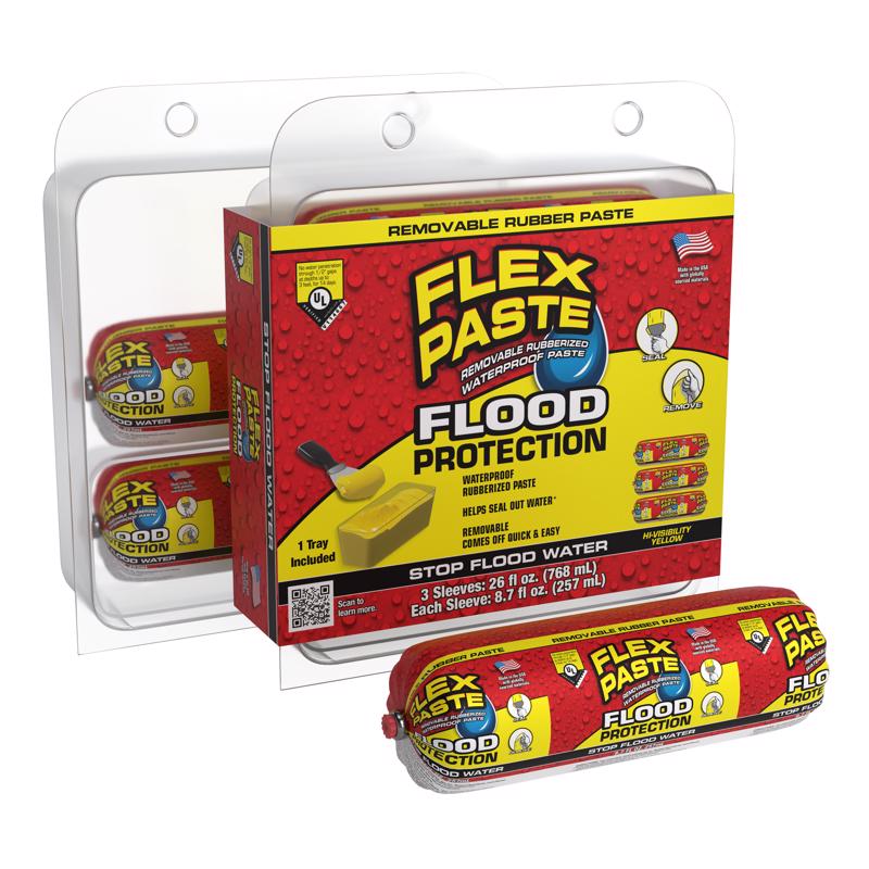 Flex Seal Family of Products Flood Protection Yellow Rubber Coating 26 oz, Pack of 3